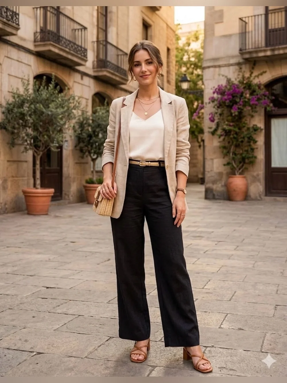 Zara Wide-Leg Linen Blend Trouser’s Black Size S NWOT